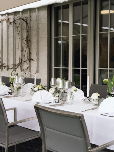 Tafel auf der Terrasse